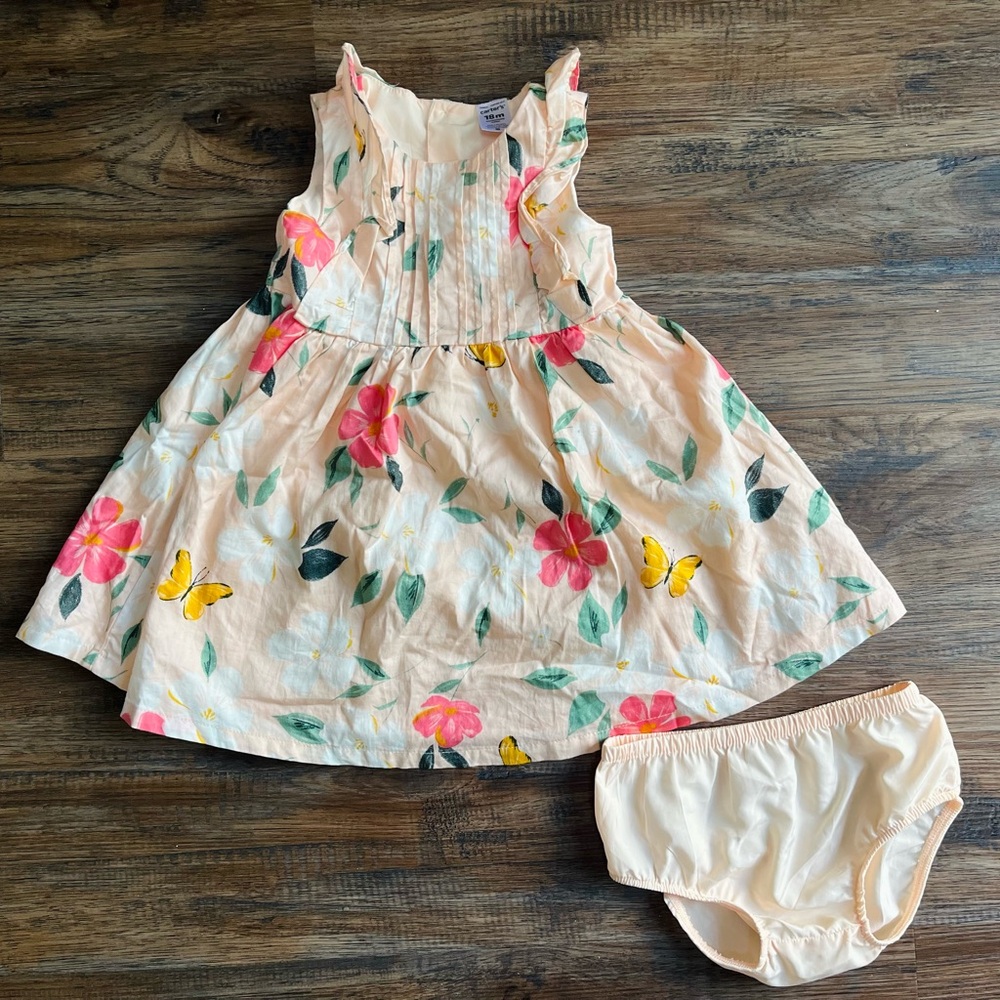Carter’s Floral Butterfly Sateen Dress with Bloomers, 18 month